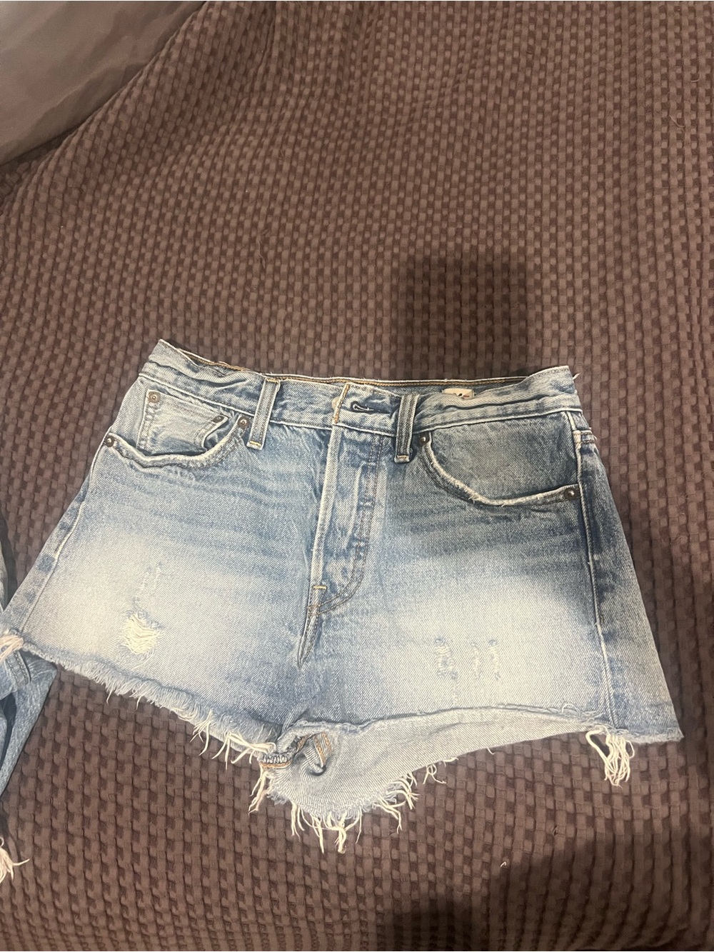 Levi's Light Blue Distressed Denim Cutoff Shorts